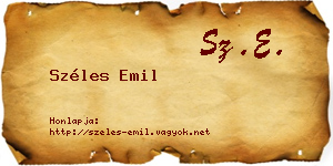 Széles Emil névjegykártya